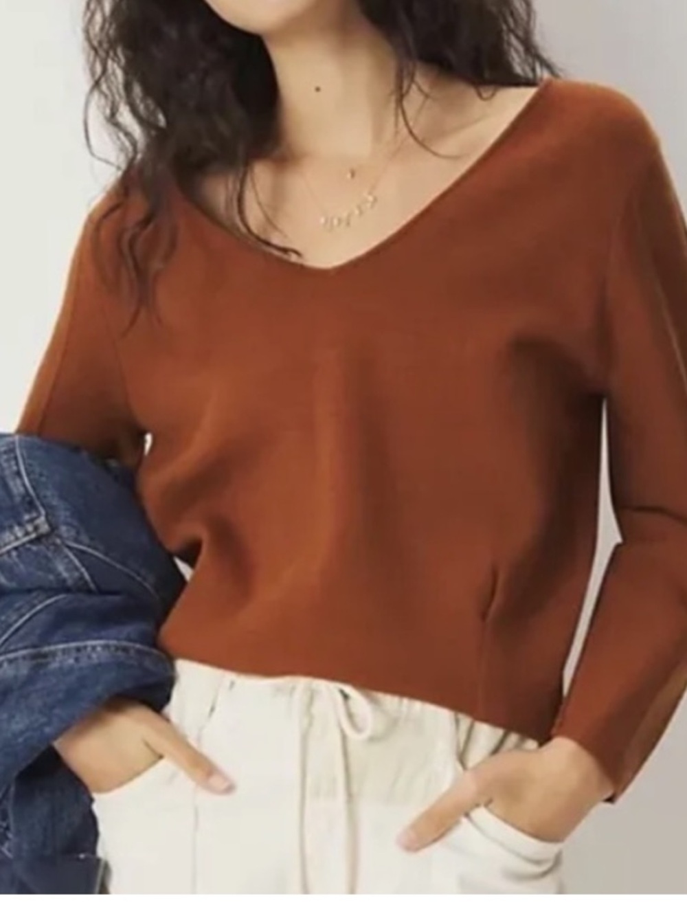 Anthropologie Maeve Lupita Rust V‎ Neck Sweater XS